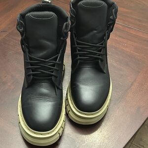 Dr. Martens Black Leather Boots with Cream Soles
